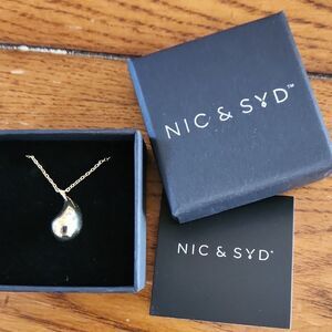 Gold Necklace with Teardrop Pendant by Nic & Syd, New In Box